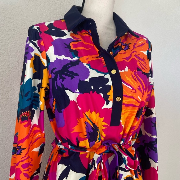 Jude Conally Vibrant Floral Tie Dress Medium - Picture 2 of 6